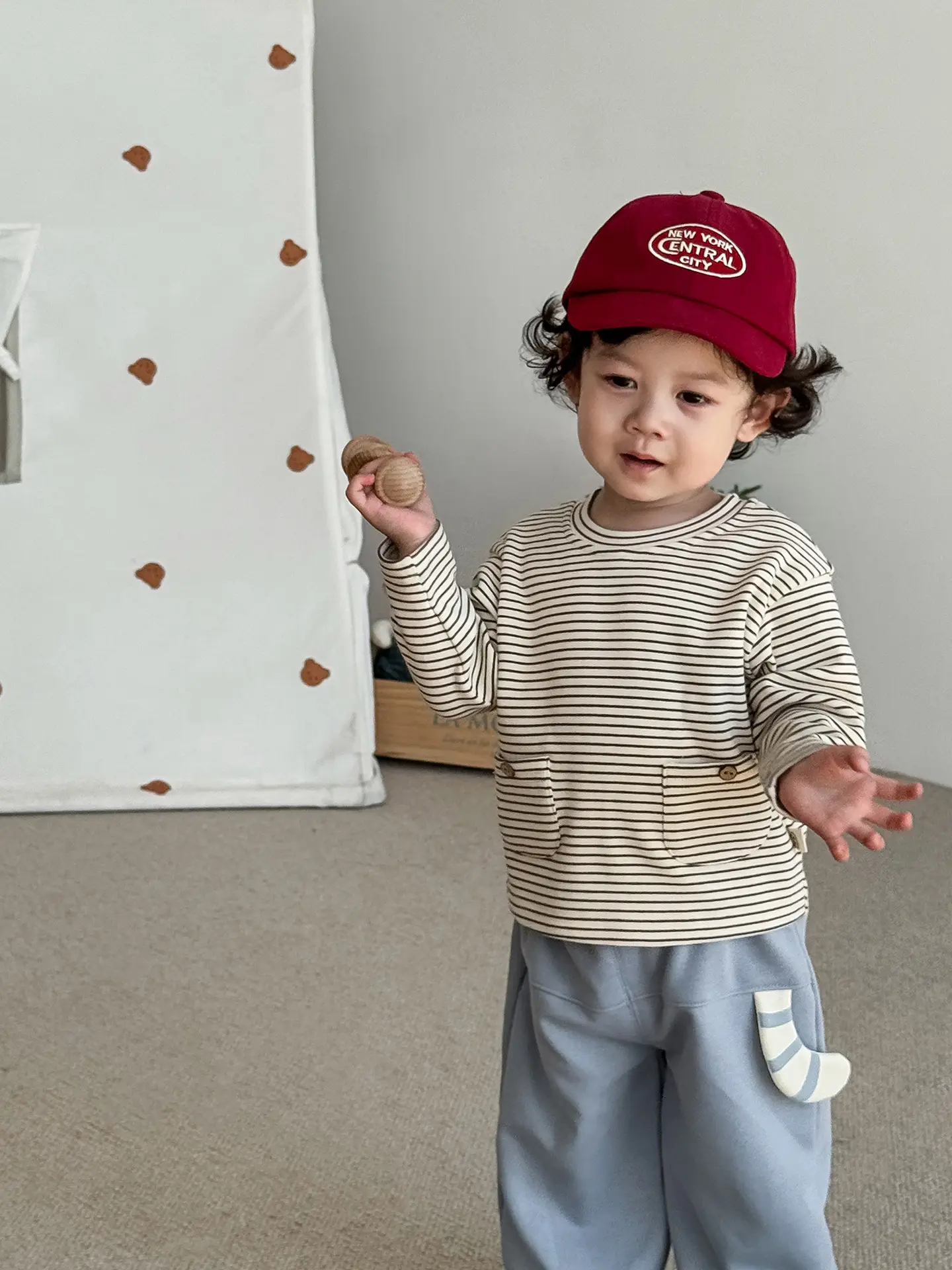 Baby Striped T-Shirt with Pockets for Boys Autumn Wear