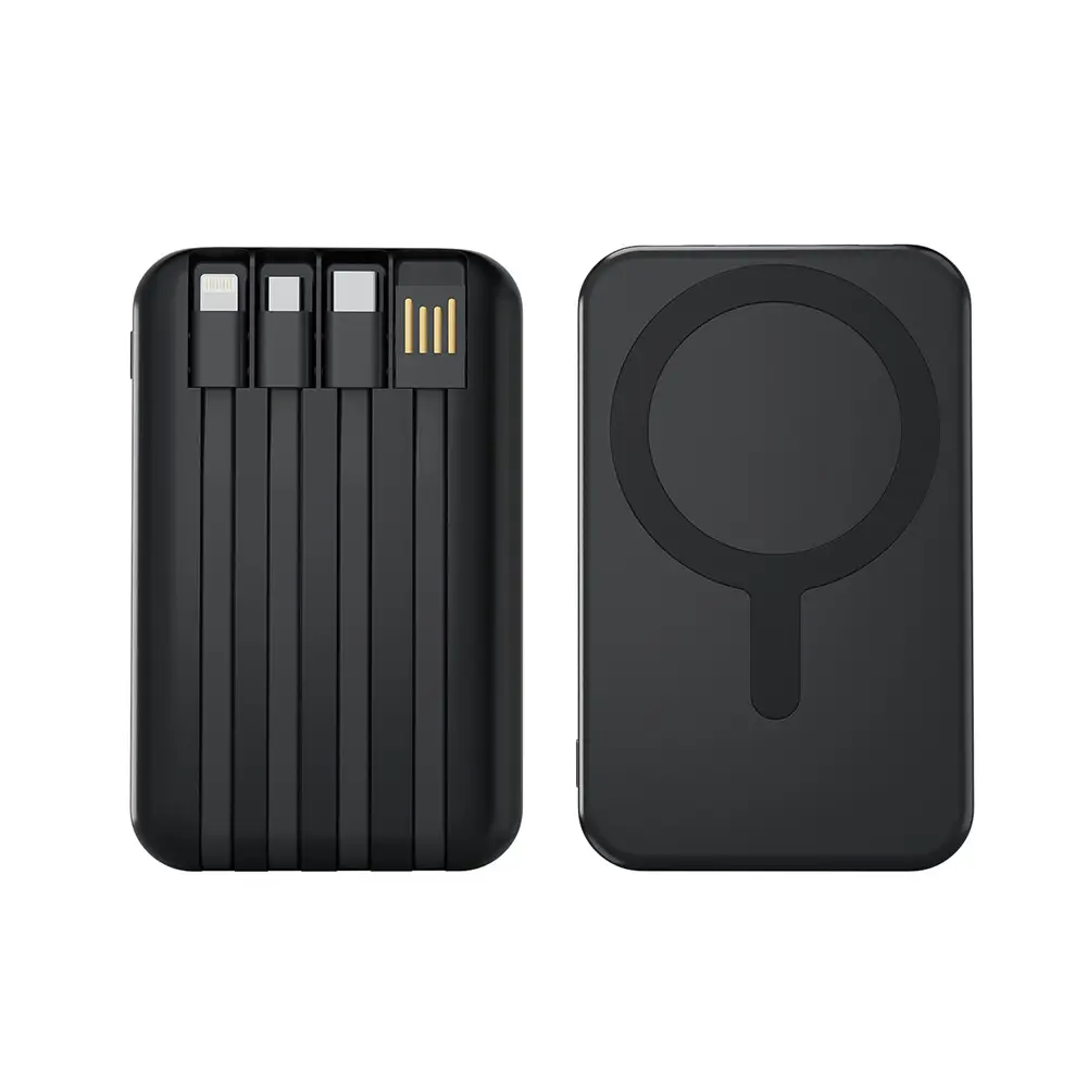 3C Certified Cross-Border Magsafe Magnetic Wireless Power Bank 10000Mah with Built-In Cable and Logo Printed on the Power Bank - Image 3