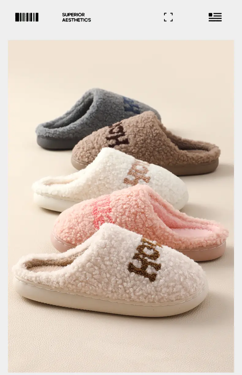 2025 New Cotton Slippers for Home Warmth, Women's Autumn and Winter Plush Cotton Shoes, Indoor Home Couple Cotton Slippers Wholesale — feature 50