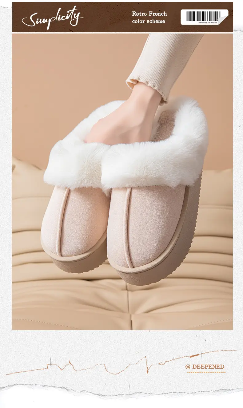 2025 New Cotton Slippers for Home Warmth, Women's Autumn and Winter Plush Cotton Shoes, Indoor Home Couple Cotton Slippers Wholesale — feature 7