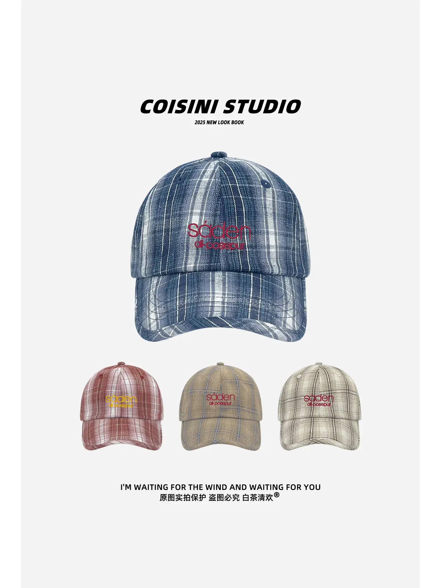2025 Retro Plaid Peaked Cap for Women Spring Summer - Image 9