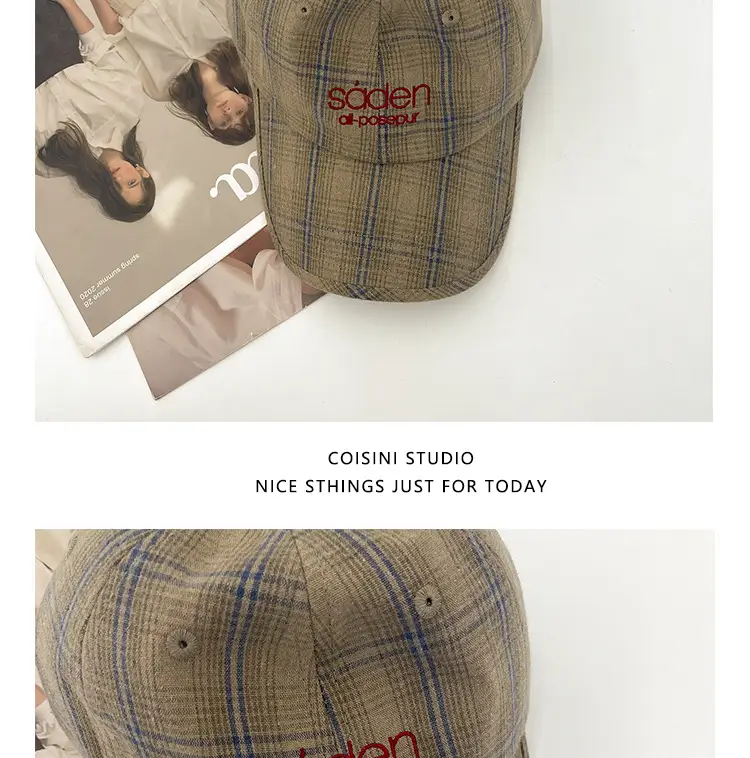 2025 Retro Plaid Peaked Cap for Women Spring Summer — feature 10