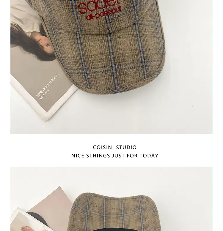 2025 Retro Plaid Peaked Cap for Women Spring Summer — feature 11