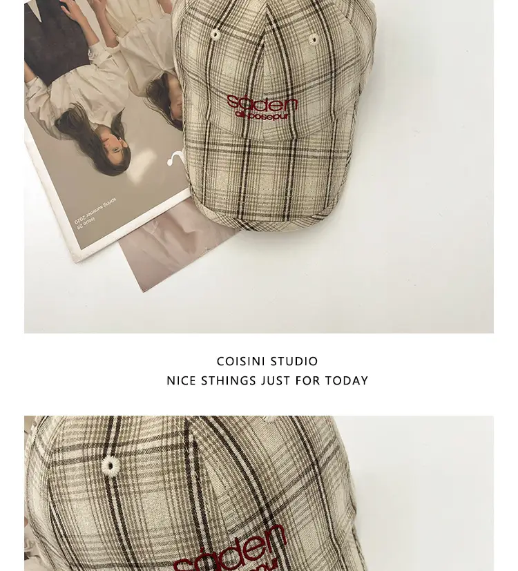 2025 Retro Plaid Peaked Cap for Women Spring Summer — feature 13