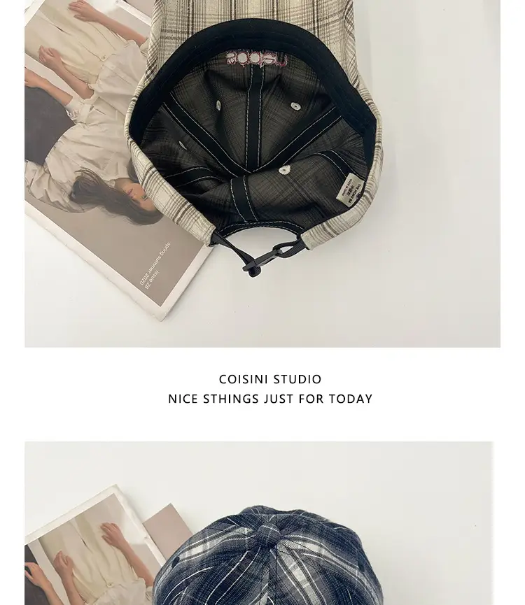 2025 Retro Plaid Peaked Cap for Women Spring Summer — feature 15