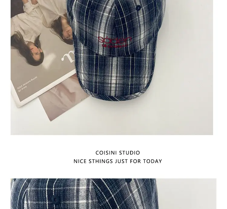 2025 Retro Plaid Peaked Cap for Women Spring Summer — feature 16