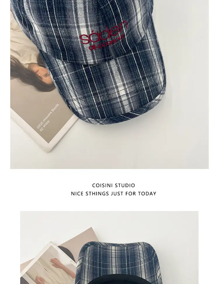 2025 Retro Plaid Peaked Cap for Women Spring Summer — feature 17