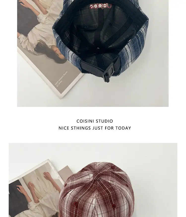 2025 Retro Plaid Peaked Cap for Women Spring Summer — feature 18