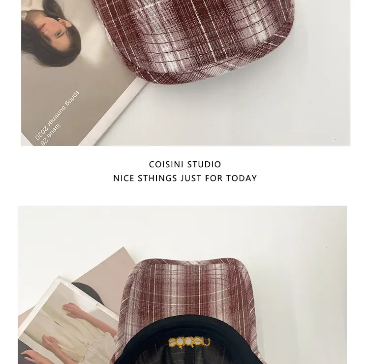 2025 Retro Plaid Peaked Cap for Women Spring Summer — feature 20