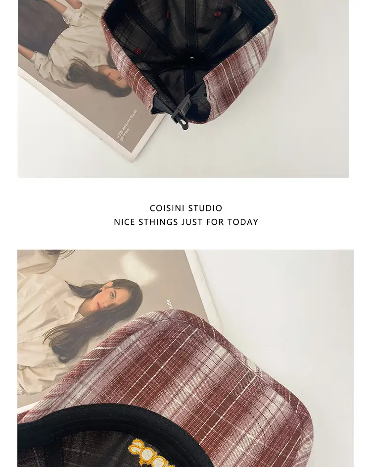 2025 Retro Plaid Peaked Cap for Women Spring Summer — feature 21
