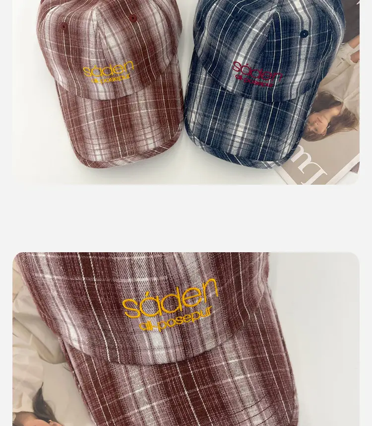 2025 Retro Plaid Peaked Cap for Women Spring Summer — feature 4