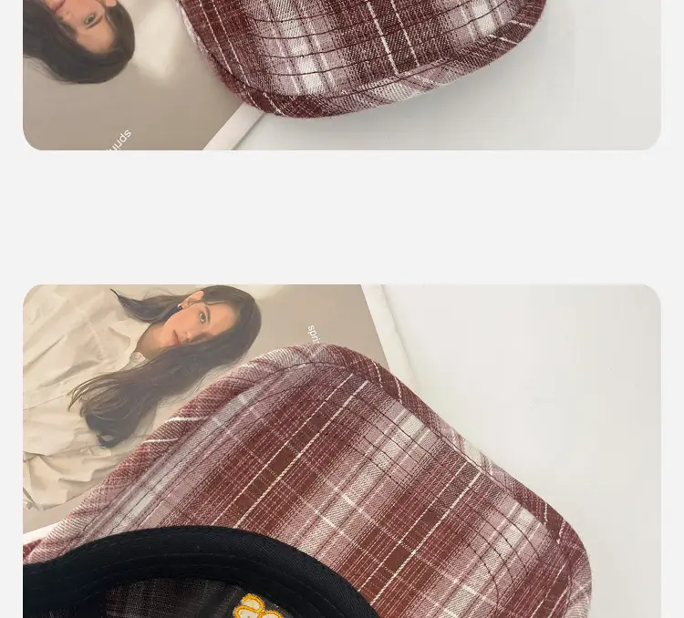 2025 Retro Plaid Peaked Cap for Women Spring Summer — feature 5