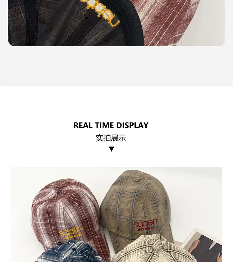 2025 Retro Plaid Peaked Cap for Women Spring Summer — feature 6