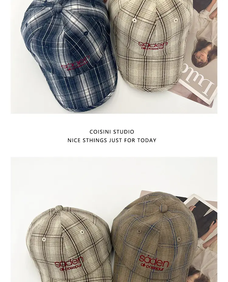 2025 Retro Plaid Peaked Cap for Women Spring Summer — feature 7