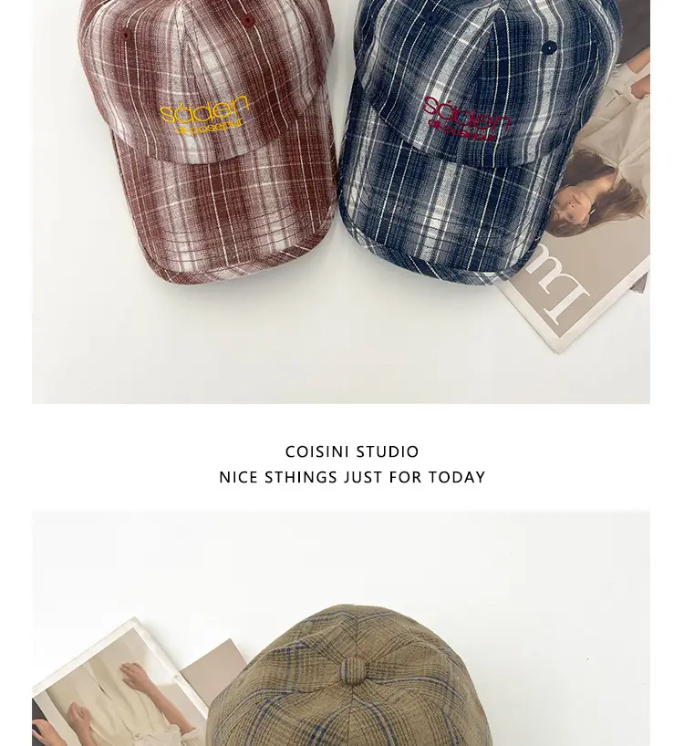 2025 Retro Plaid Peaked Cap for Women Spring Summer — feature 9