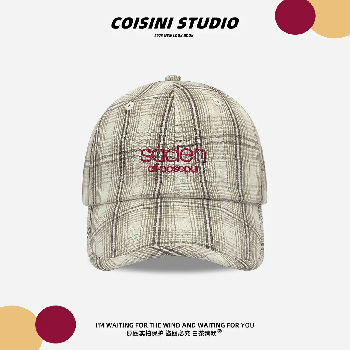 2025 Retro Plaid Peaked Cap for Women Spring Summer - Image 3