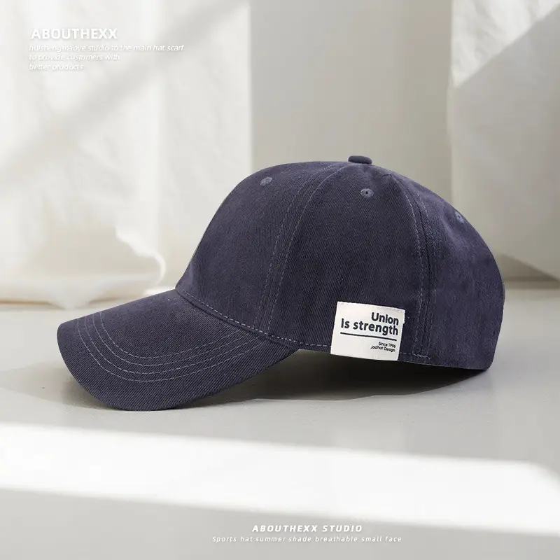 Men's Navy Blue Oversized Baseball Cap with Face-Slimming Design