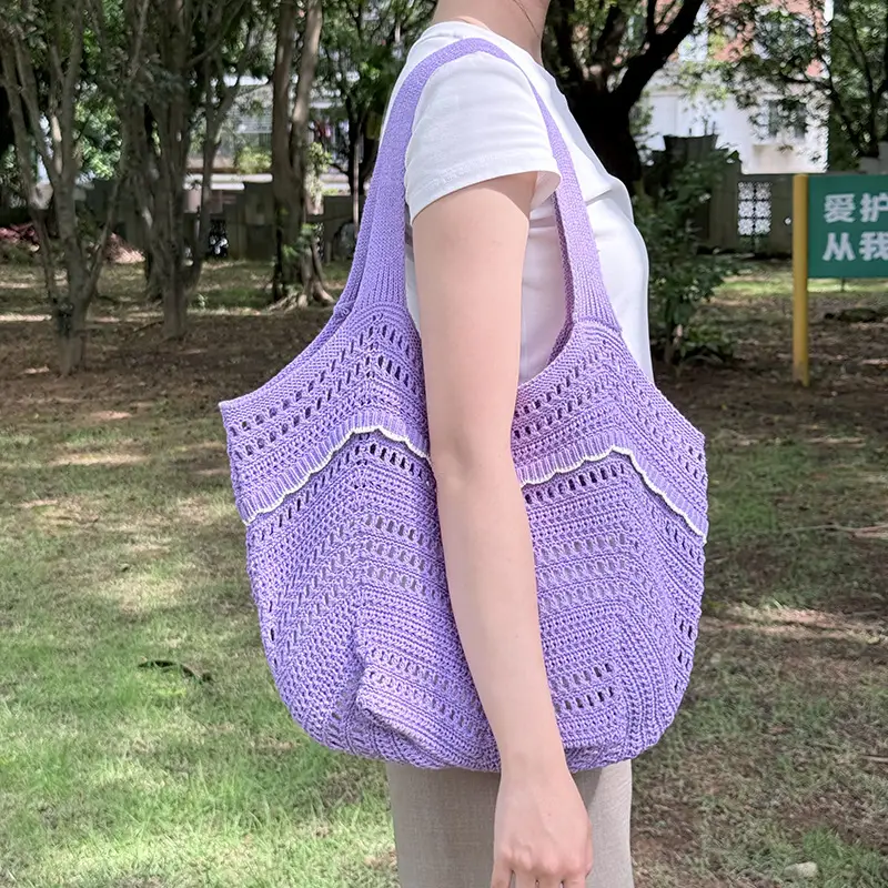 White Knitted Shoulder Bag for Women Beach Resort Style