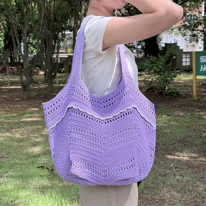 White Knitted Shoulder Bag for Women Beach Resort Style — feature 20