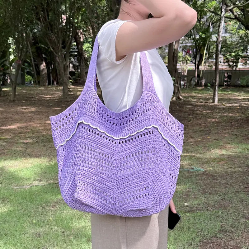 White Knitted Shoulder Bag for Women Beach Resort Style — feature 22