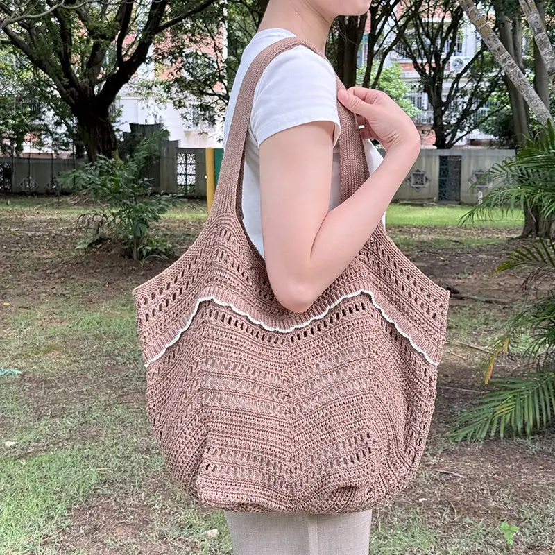 White Knitted Shoulder Bag for Women Beach Resort Style — feature 23