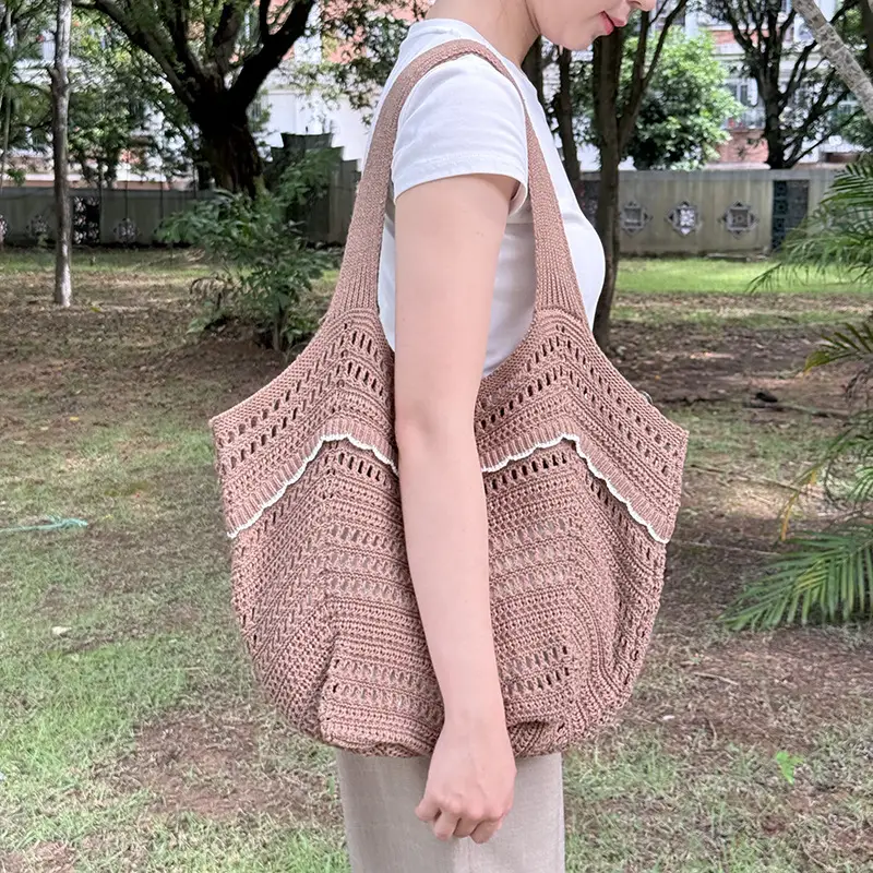 White Knitted Shoulder Bag for Women Beach Resort Style