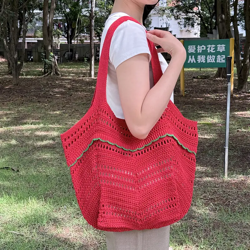 White Knitted Shoulder Bag for Women Beach Resort Style