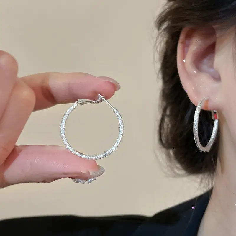 European and American Cross-Border Silver Needle Hoop Earrings, Metal Minimalist Style, Fashionable Versatile Simple Earrings with a Unique Design — feature 22