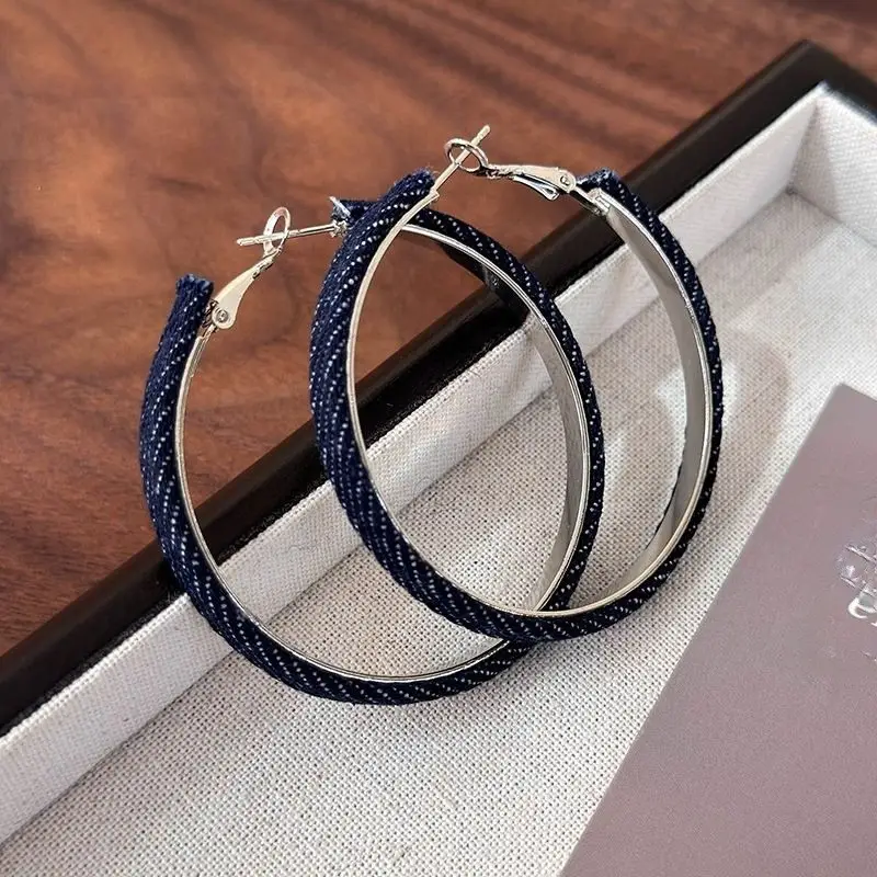 European and American Cross-Border Silver Needle Hoop Earrings, Metal Minimalist Style, Fashionable Versatile Simple Earrings with a Unique Design