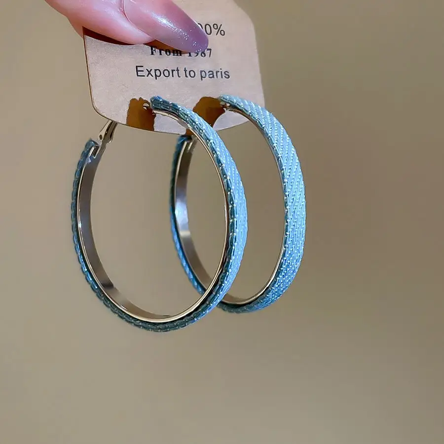 European and American Cross-Border Silver Needle Hoop Earrings, Metal Minimalist Style, Fashionable Versatile Simple Earrings with a Unique Design