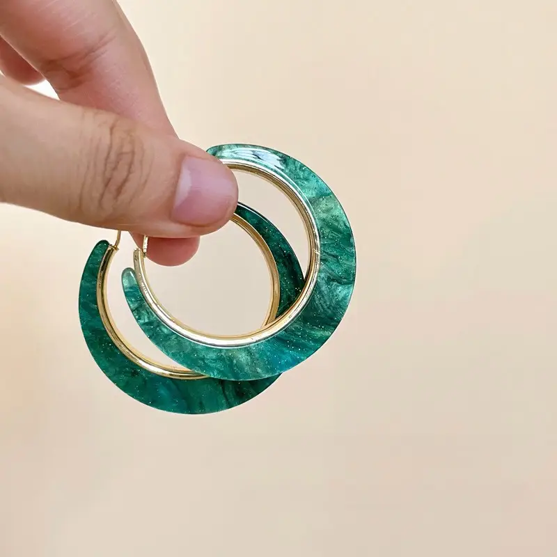 European and American Cross-Border Silver Needle Hoop Earrings, Metal Minimalist Style, Fashionable Versatile Simple Earrings with a Unique Design