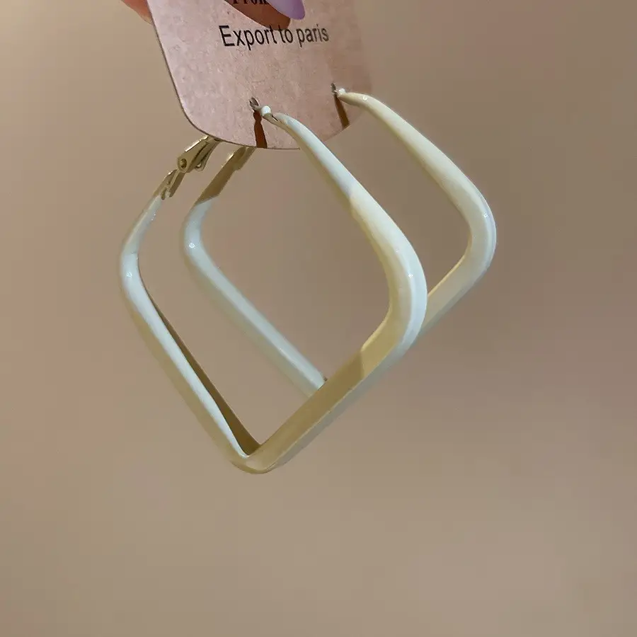 European and American Cross-Border Silver Needle Hoop Earrings, Metal Minimalist Style, Fashionable Versatile Simple Earrings with a Unique Design