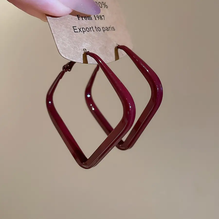 European and American Cross-Border Silver Needle Hoop Earrings, Metal Minimalist Style, Fashionable Versatile Simple Earrings with a Unique Design