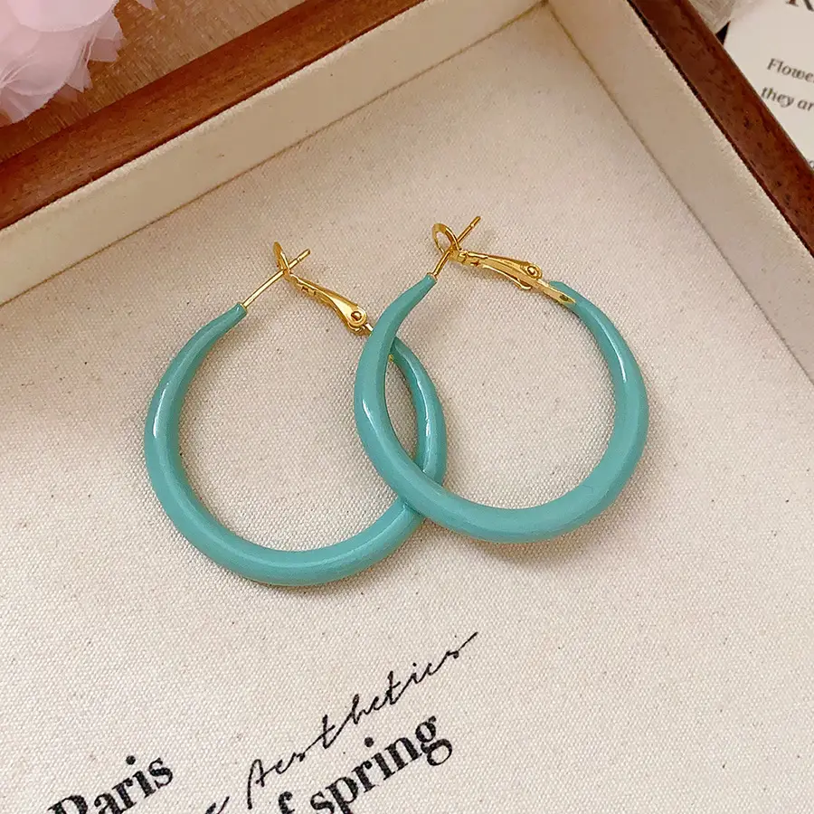European and American Cross-Border Silver Needle Hoop Earrings, Metal Minimalist Style, Fashionable Versatile Simple Earrings with a Unique Design