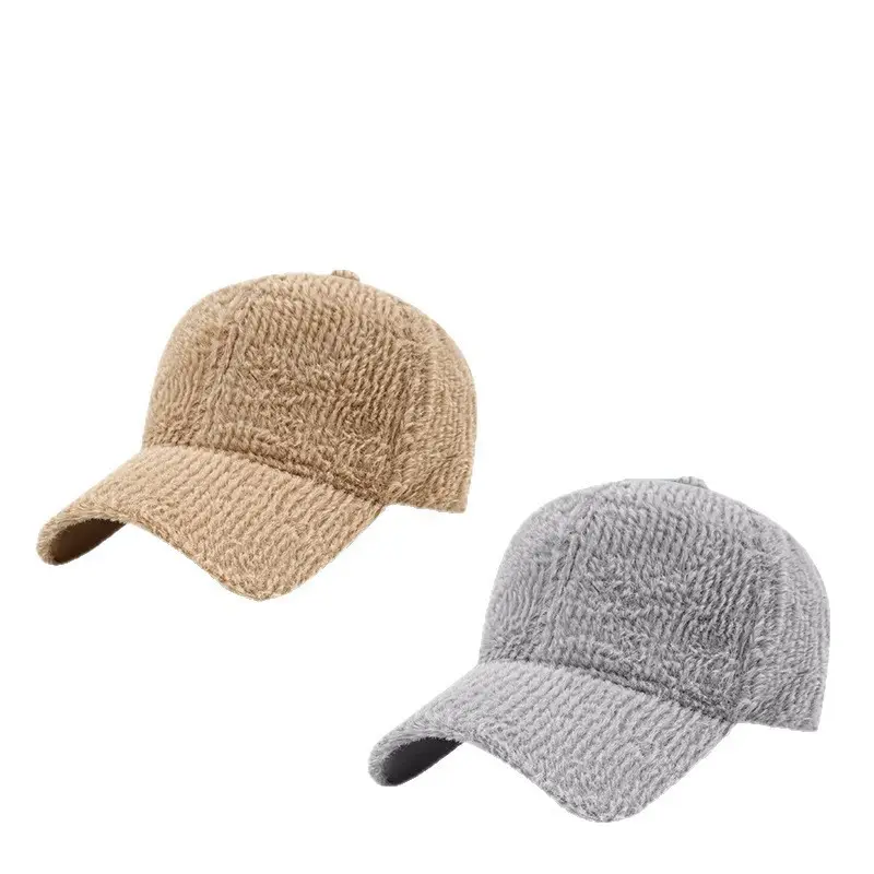 Winter Plush Baseball Cap Beige Soft Cap 18cm - Image 10
