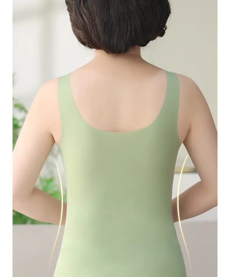 Seamless Bra-Free Ice Silk Vest for Middle-Aged and Elderly Mothers, Large Size Thin Vest with Built-In Chest Pads — feature 10