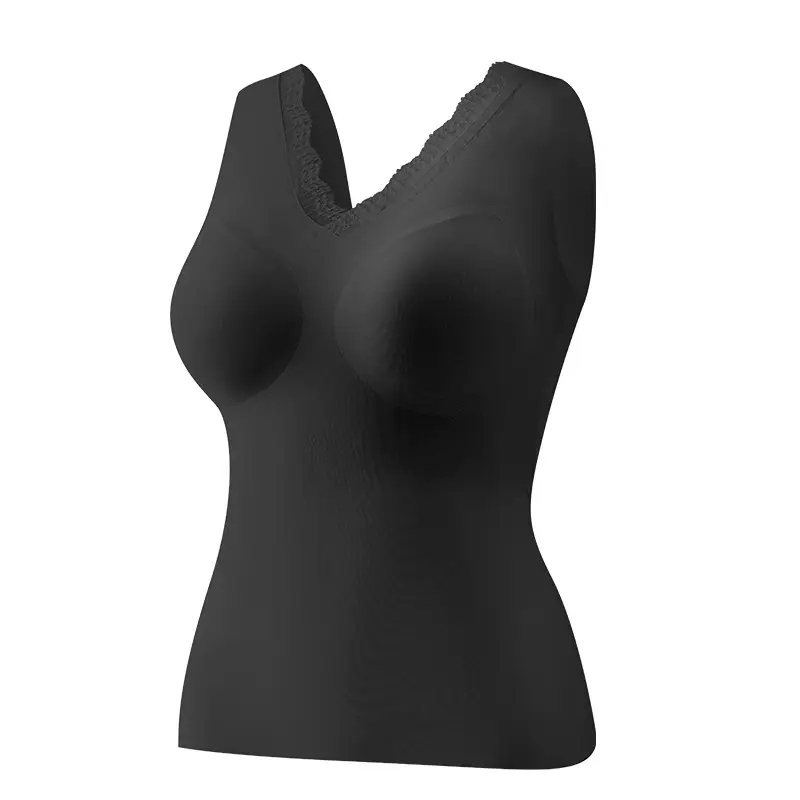 Seamless Bra-Free Ice Silk Vest for Middle-Aged and Elderly Mothers, Large Size Thin Vest with Built-In Chest Pads