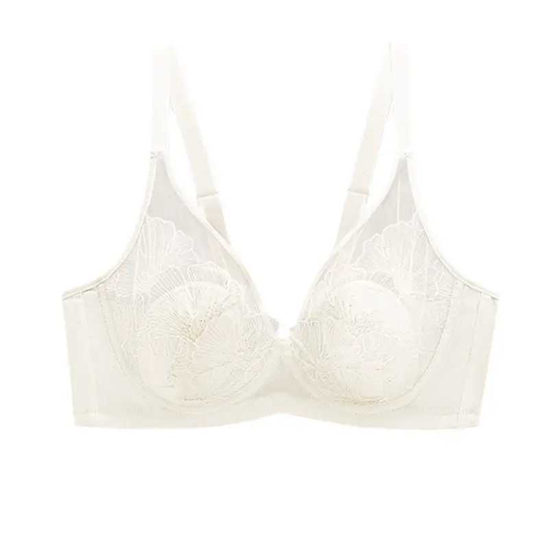 Soft Steel Ring Summer Bra for Large Busts, Minimizing Appearance, Women's Bra with Side Support, Anti-Sagging, Breathable, Rabbit Ear Cup, Ultra-Thin Style