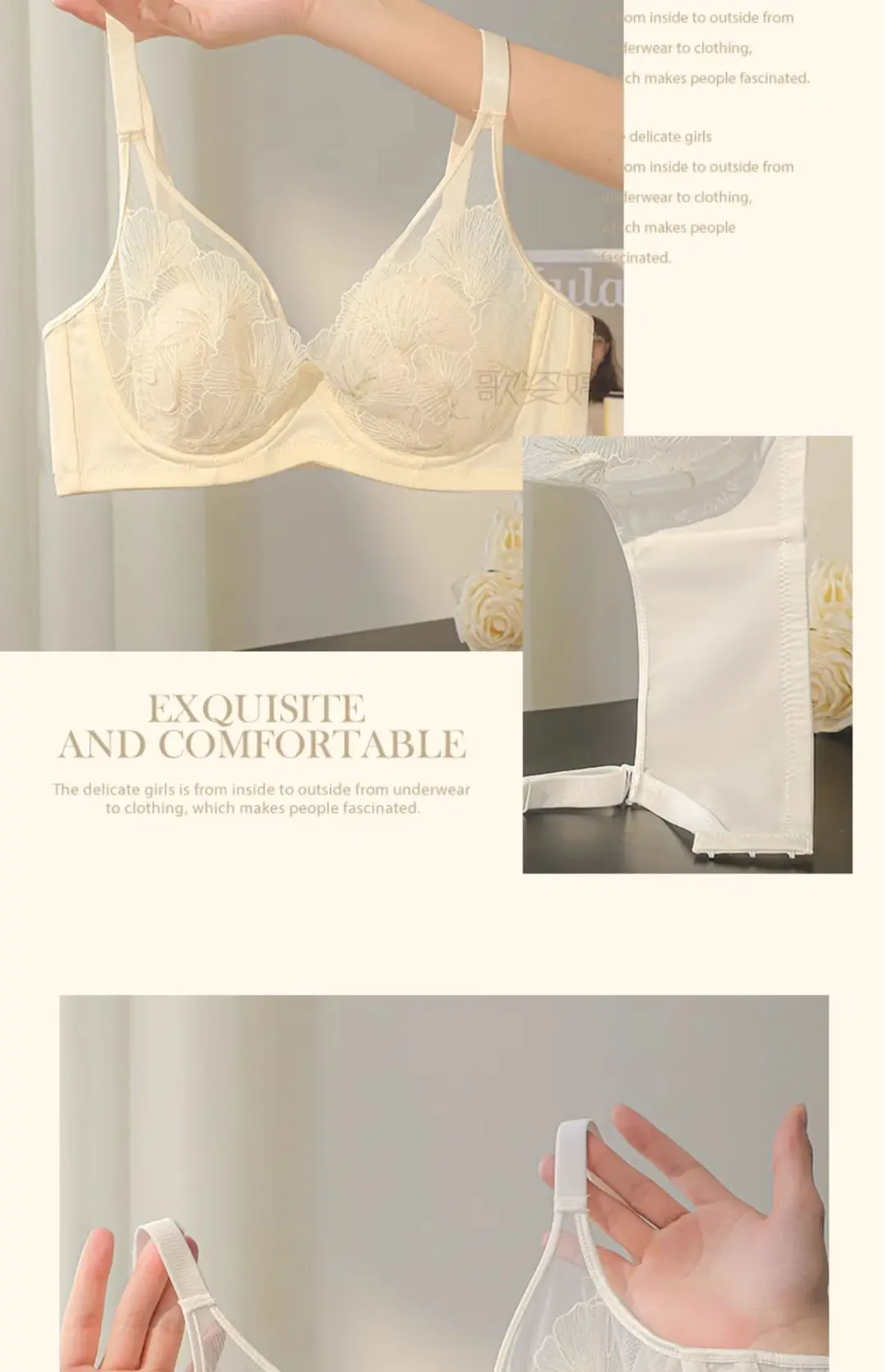 Soft Steel Ring Summer Bra for Large Busts, Minimizing Appearance, Women's Bra with Side Support, Anti-Sagging, Breathable, Rabbit Ear Cup, Ultra-Thin Style — feature 17