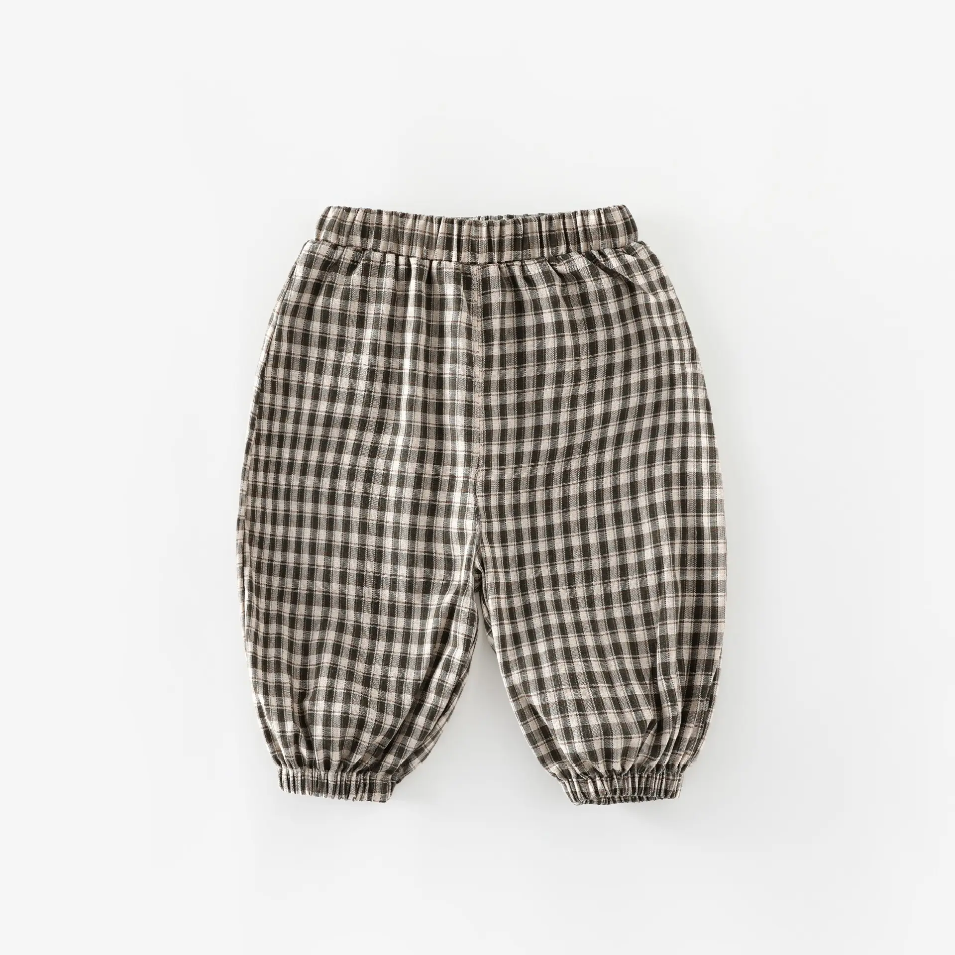 Children's Cartoon Printed Sweatshirt Set Brown Plaid - Image 3