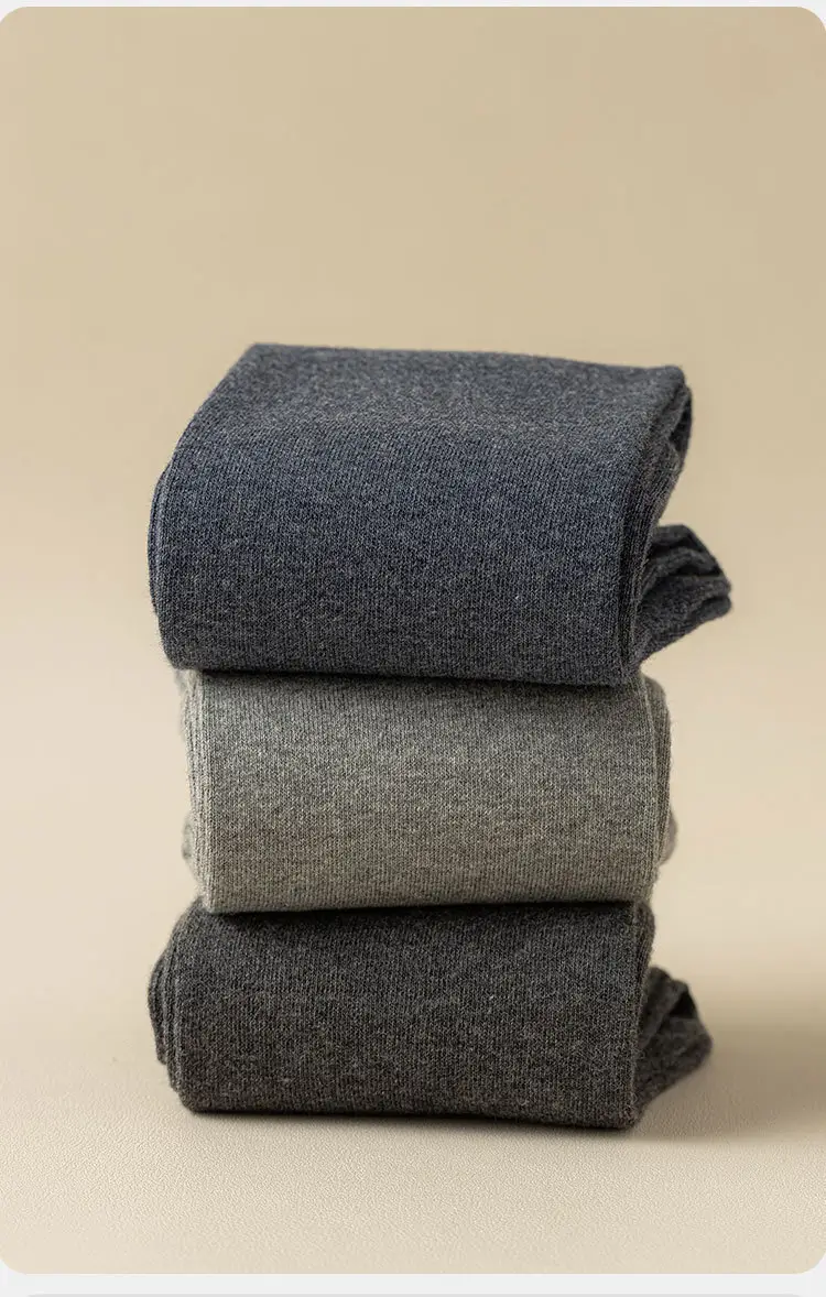 Men's Long Socks for Autumn and Winter, Solid Color Cotton Socks, High Tube Socks, Winter Calf Socks, Extra Long Tube Men's Socks — feature 3