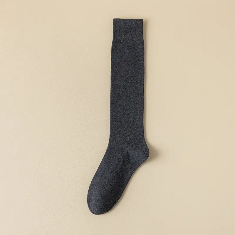 Men's Long Socks for Autumn and Winter, Solid Color Cotton Socks, High Tube Socks, Winter Calf Socks, Extra Long Tube Men's Socks