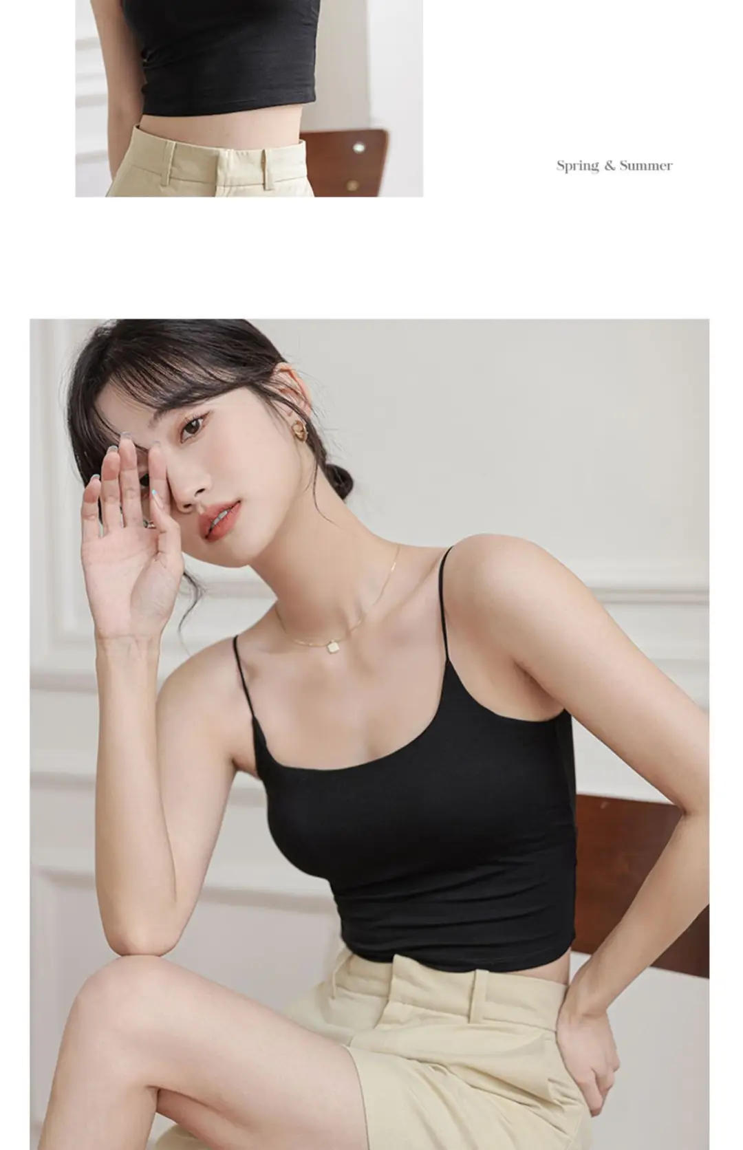 Chic Summer Thin Camisole with Built-In Bra Pads for Women, Suitable for Wearing as an Outer Layer or Base Layer — feature 28