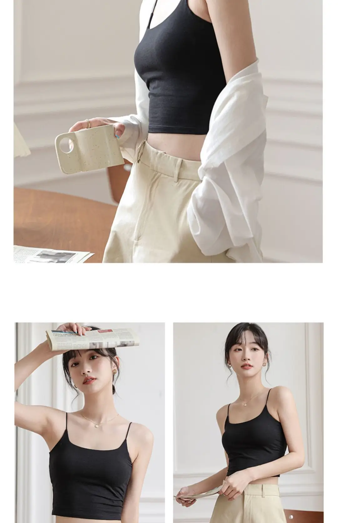 Chic Summer Thin Camisole with Built-In Bra Pads for Women, Suitable for Wearing as an Outer Layer or Base Layer — feature 32