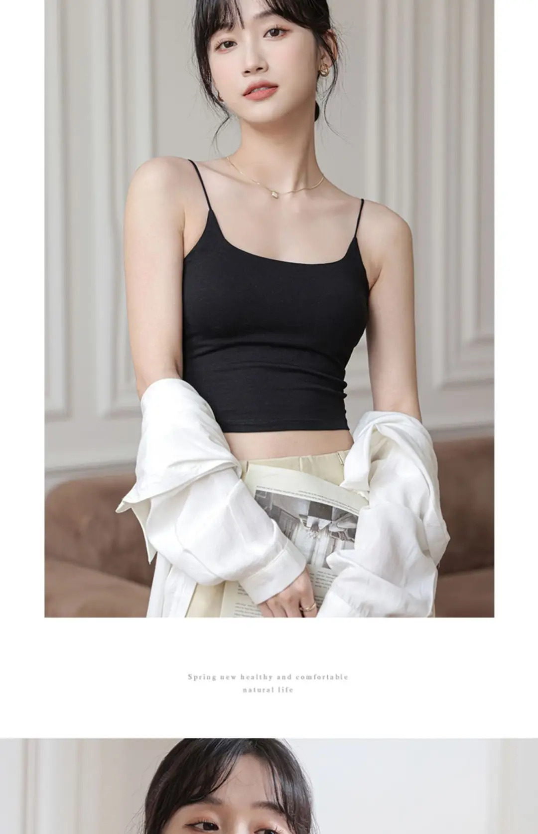 Chic Summer Thin Camisole with Built-In Bra Pads for Women, Suitable for Wearing as an Outer Layer or Base Layer — feature 34