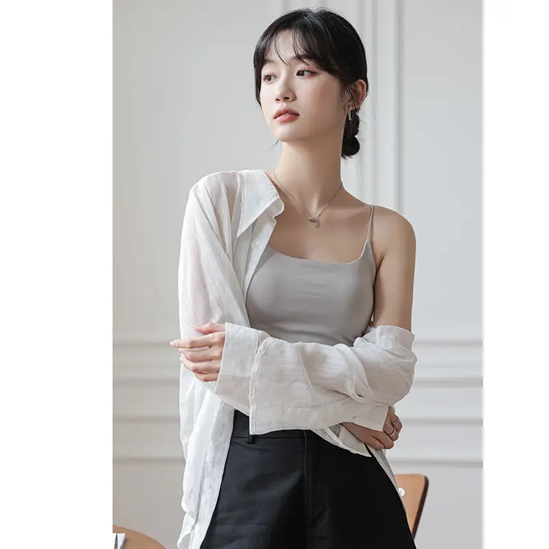Chic Summer Thin Camisole with Built-In Bra Pads for Women, Suitable for Wearing as an Outer Layer or Base Layer