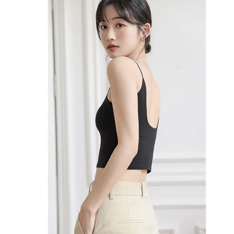 Chic Summer Thin Camisole with Built-In Bra Pads for Women, Suitable for Wearing as an Outer Layer or Base Layer