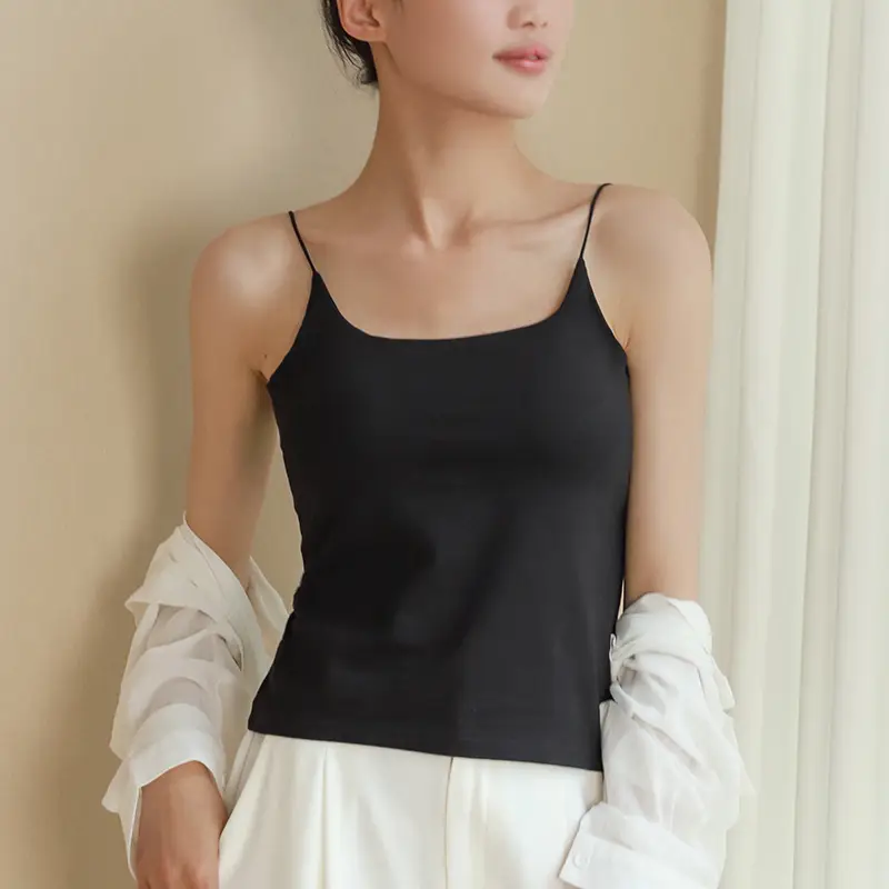 Chic Summer Thin Camisole with Built-In Bra Pads for Women, Suitable for Wearing as an Outer Layer or Base Layer