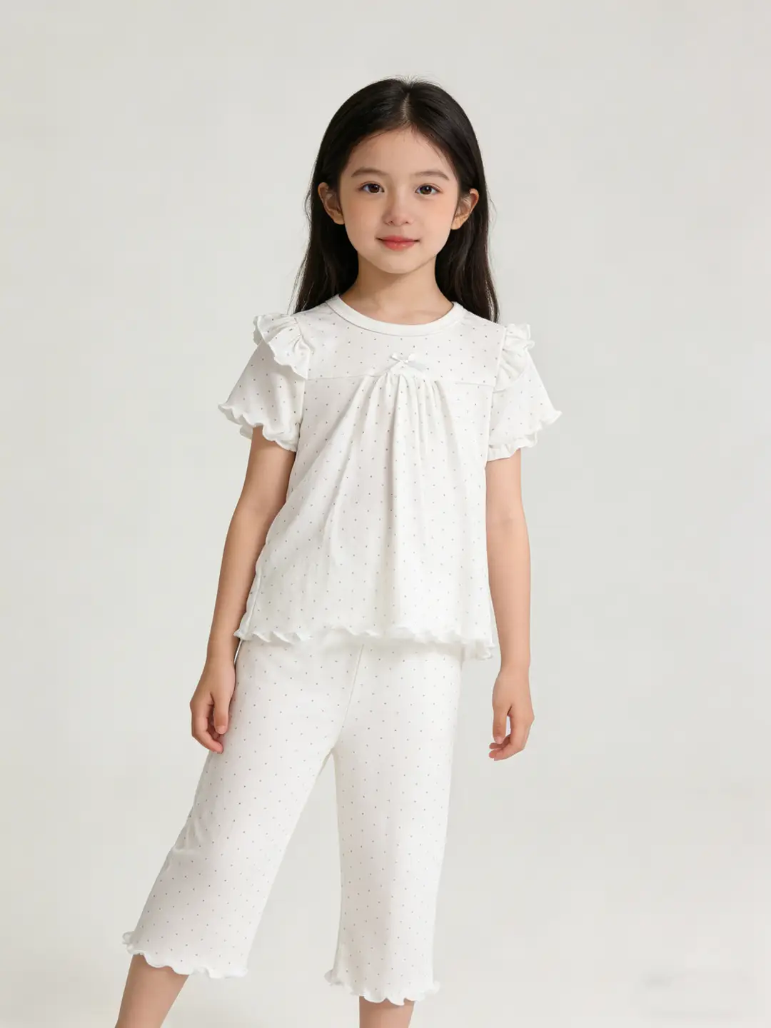 Girls' Short-Sleeved Pajamas, Home Clothes Set, Spring and Summer Thin Children's Air-Conditioned Clothes, Little Girl's Princess Style Suit