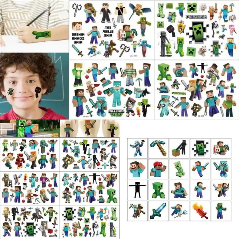 Minecraft Children's Tattoo Stickers for Boys, Waterproof, Long-Lasting, Cute Cartoon Water Transfer Stickers for Girls and Boys — feature 5